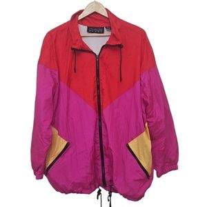 Chaus Sport Vintage 90s Neon Windbreaker Large
